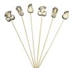 100 Pcs Bamboo Fruit Picks Fancy Cocktail Sticks Appetizer Toothpicks [Fruit-1]