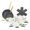 Beautiful 12-Piece Ceramic Nonstick Cookware Set with Strainer Lids – White Icing by Drew Barrymore