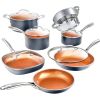 Gotham Steel 12-Piece Nonstick Ceramic Cookware Set – Gray, Frying Pans, Saucepans & Lids Included