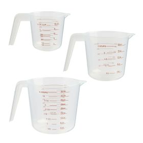 Mainstays 3-Piece Tapered Spout Nesting Plastic Measuring Cups Set, Clear