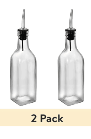 (2 pack) Anchor Hocking Olive Oil and Vinegar Glass Bottle with Stainless Steel Spout, 11 Ounce