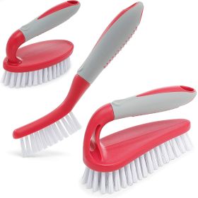 Scrub Brush Set of 3pcs Cleaning Shower Scrubber with Ergonomic Handle and Durable Bristles Grout Cleaner Brush Scrub Brushes for Cleaning Bathroom Sh