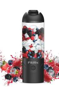 FitRx Rocket Electric Smoothie Blender Bottle, Rechargeable Portable Personal Blender, 18oz., Black