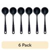 (6 pack) Kitchen Ladle, Black, Nylon, Soft Grip Handle, Dish Washer Safe