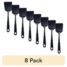 (8 pack) Solid Kitchen Turner, Nylon, Black, Diamond Pattern Handle