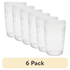 (6 pack) 20-Ounce Acrylic Tall Embossed Swirl Tumbler, Clear