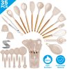 35Pcs Kitchen Cooking Utensils Set Spatula Set Baking Utensil Set Kitchen Accessories Necessities with Holder Egg Whisk Separator Tong Turner Spoons C