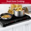 Double Induction Cooktop,  Portable Dual Countertop Burner with Sensor Touch, 4000W  Induction Cooktop 2 Burner