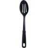 (6 pack) Slotted Plastic Straining Spoon, Soft-Grip Black Handle, Nylon Head