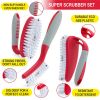 Scrub Brush Set of 3pcs Cleaning Shower Scrubber with Ergonomic Handle and Durable Bristles Grout Cleaner Brush Scrub Brushes for Cleaning Bathroom Sh