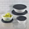 8 Piece Covered Bowl Set, Four Lidded Sizes, For Prep, Serve & Store, Dark Gray