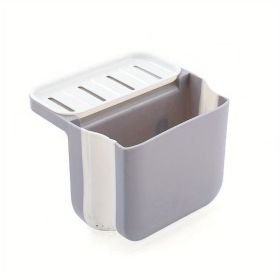 1pc Multifunctional Folding Trash Can; Kitchen Sink Telescopic Drain Basket; Suction Cup Foldable Hanging Shelf; Kitchen Sink Dry And Wet Separat (Color: Grey)