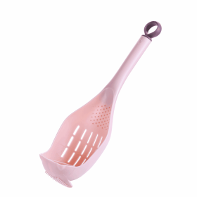 1pc Colander Spoon - Scoop Colander, Plastic Large Soup Strainer Spoon, Strainer Slotted Spoon Kitchen Utensil With Long Handle - Kitchen Supplie (Color: Pink)