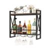 Industrial Wall-Mounted Wine Rack with Holder