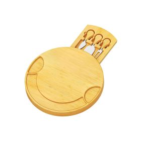 Kitchen Accessories Round Cheese Board With Cutlery Set(USPS Shipping) (Type: Style A, Color: Natural)