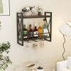 Industrial Wall-Mounted Wine Rack with Holder